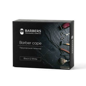 Професійний пеньюар для барберів та перукарів Barbers Black & White 4823109414273 фото